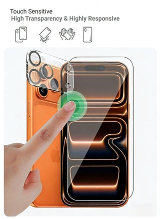 2+1 Apple iPhone 17 Pro Max Protective Set includes a metal camera lens protector [white] + a privacy tempered glass screen protector [9H hardness, 28° screen occupancy angle] + a high-definition screen protector [high light transmittance, smooth feel, shatterproof]. - view 2